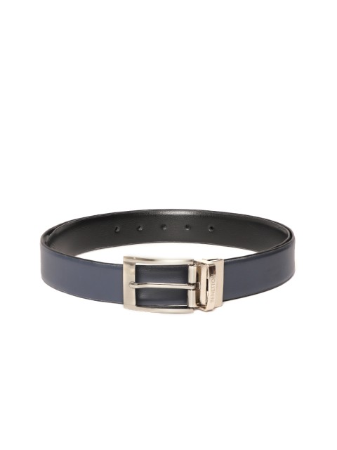 

United Colors of Benetton Men Navy Blue & Black Reversible Solid Belt