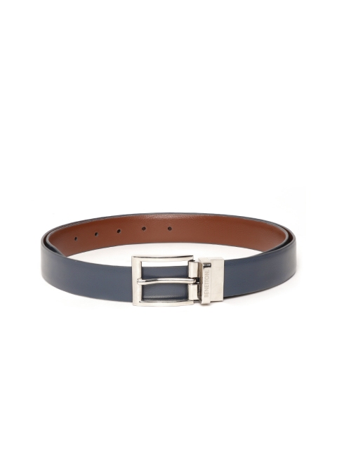 

United Colors of Benetton Men Navy Blue & Black Solid Reversible Belt
