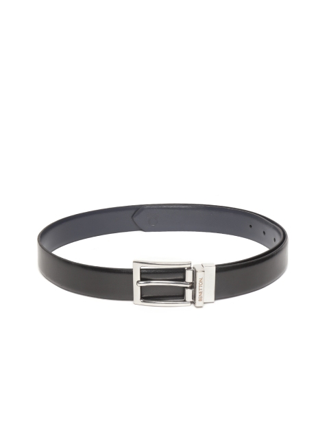 

United Colors of Benetton Men Black & Navy Blue Leather Reversible Belt