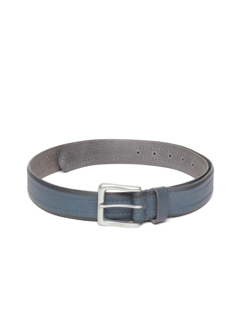 

United Colors of Benetton Men Navy Blue Leather Solid Belt