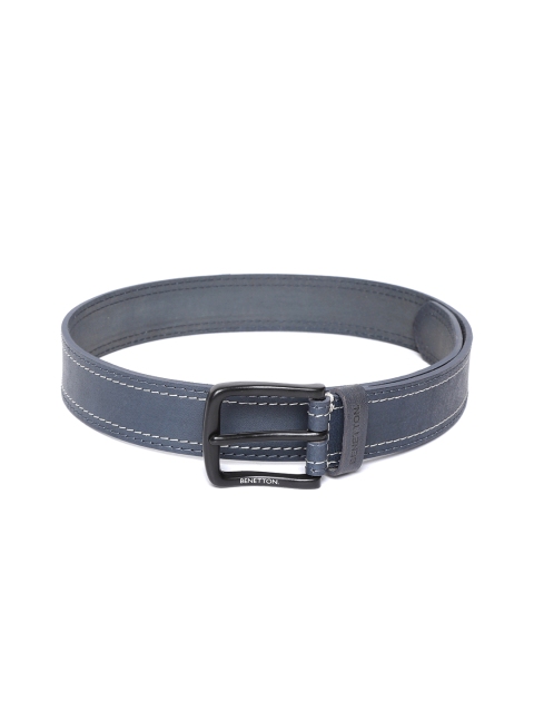 

United Colors of Benetton Men Navy Blue Solid Leather Belt