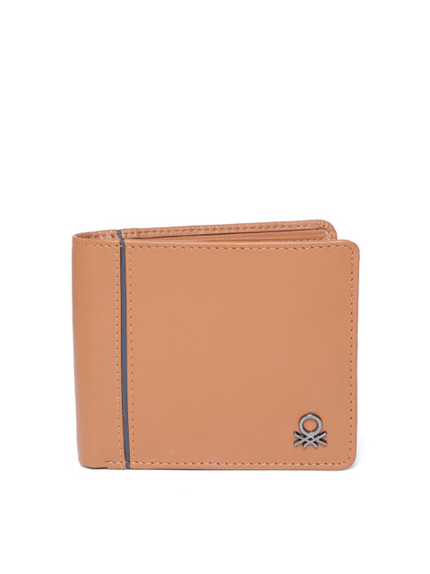 

United Colors of Benetton Men Brown Solid Leather Two Fold Wallet