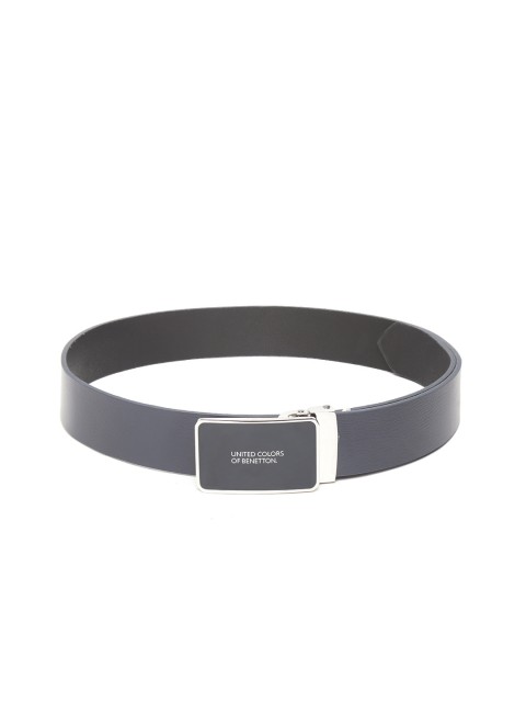 

United Colors of Benetton Men Navy Blue Solid Leather Belt