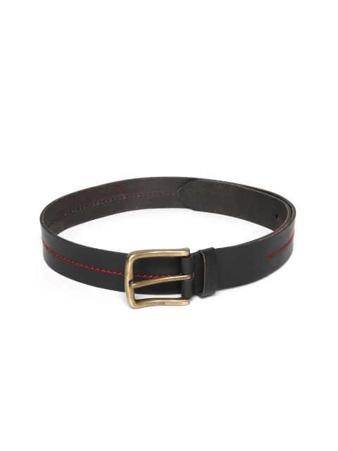 

United Colors of Benetton Men Black Leather Solid Belt