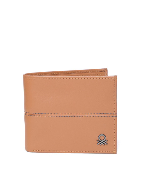

United Colors of Benetton Men Brown Solid Leather Two Fold Wallet