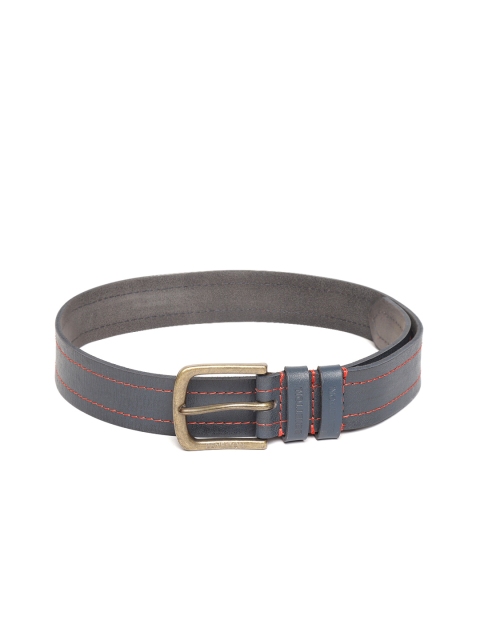 

United Colors of Benetton Men Navy Blue Solid Leather Belt