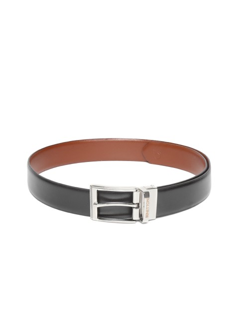 

United Colors of Benetton Men Brown & Black Solid Reversible Leather Belt