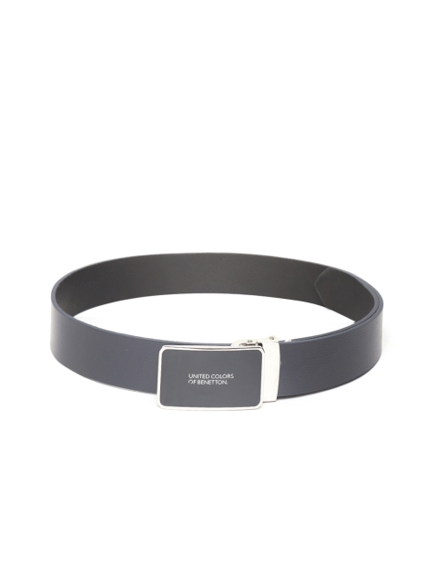 

United Colors of Benetton Men Navy Blue Solid Leather Belt