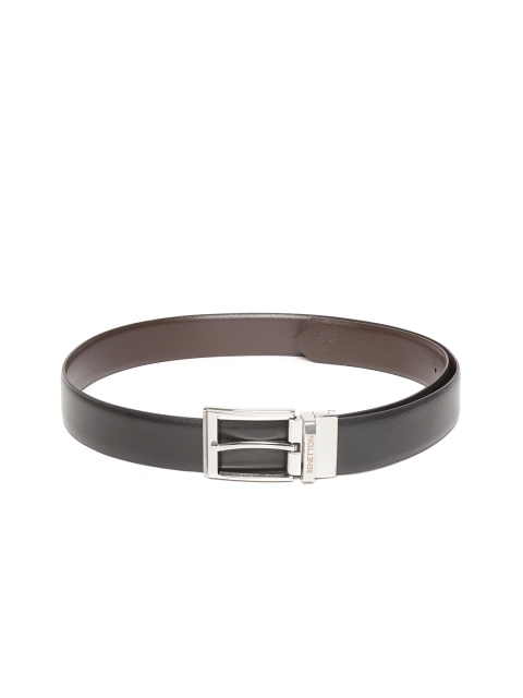

United Colors of Benetton Men Black & Coffee Brown Solid Reversible Leather Belt