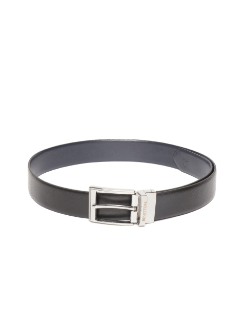 

United Colors of Benetton Men Black & Navy Blue Solid Reversible Leather Belt