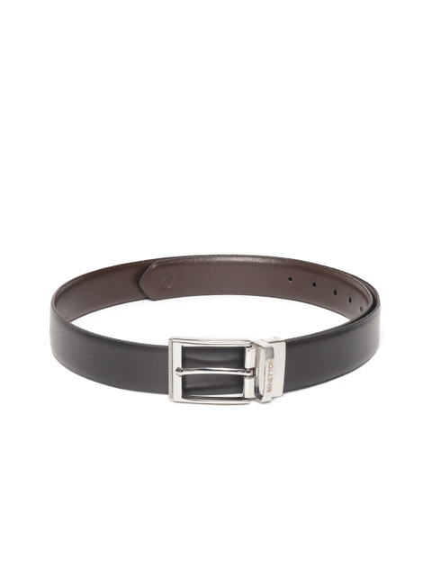 

United Colors of Benetton Men Black & Brown Solid Reversible Leather Belt