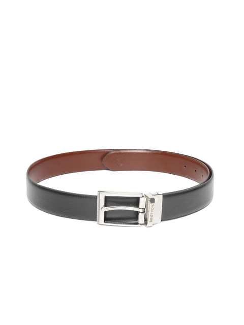 

United Colors of Benetton Men Brown & Black Solid Reversible Leather Belt