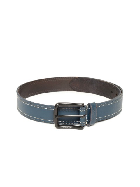 

United Colors of Benetton Men Blue Solid Leather Belt