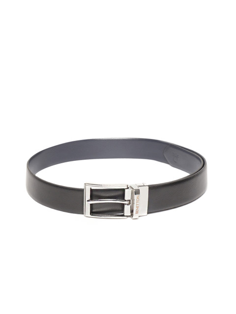 

United Colors of Benetton Men Black & Navy Blue Solid Reversible Leather Belt