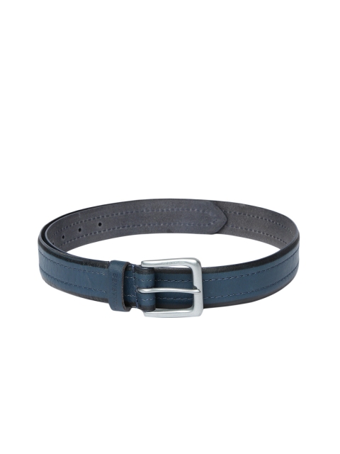 

United Colors of Benetton Men Navy Blue Solid Genuine Leather Belt