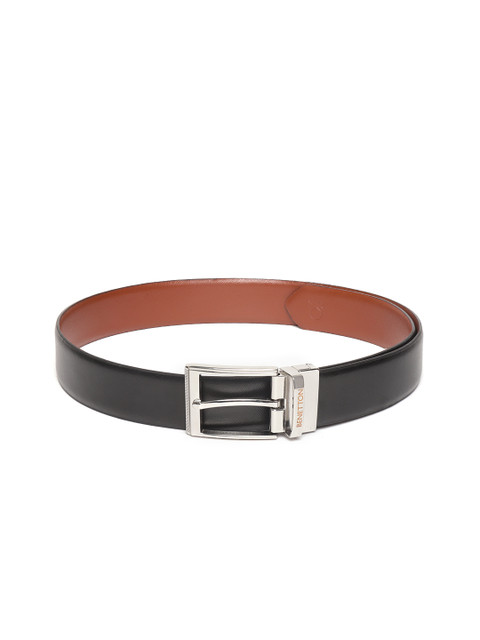 

United Colors of Benetton Men Tan Brown & Black Solid Reversible Leather Belt