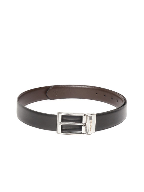 

United Colors of Benetton Men Black & Coffee Brown Leather Reversible Belt