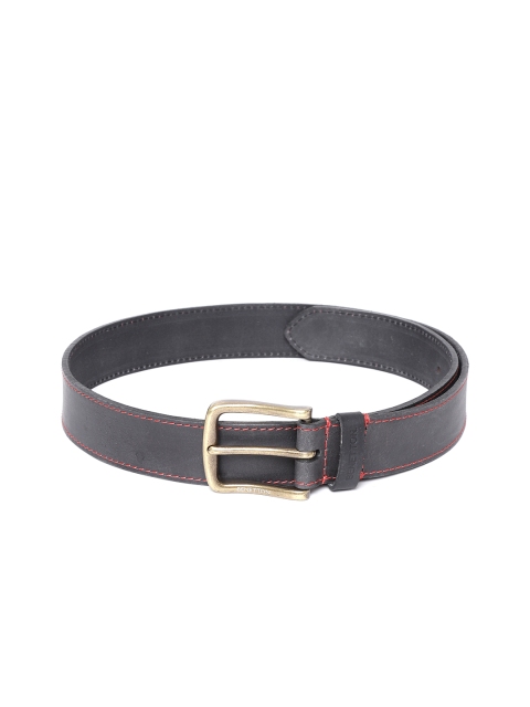 

United Colors of Benetton Men Charcoal Grey Solid Leather Belt