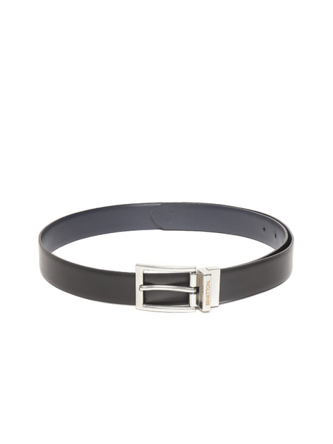 

United Colors of Benetton Men Black & Navy Blue Solid Reversible Leather Belt