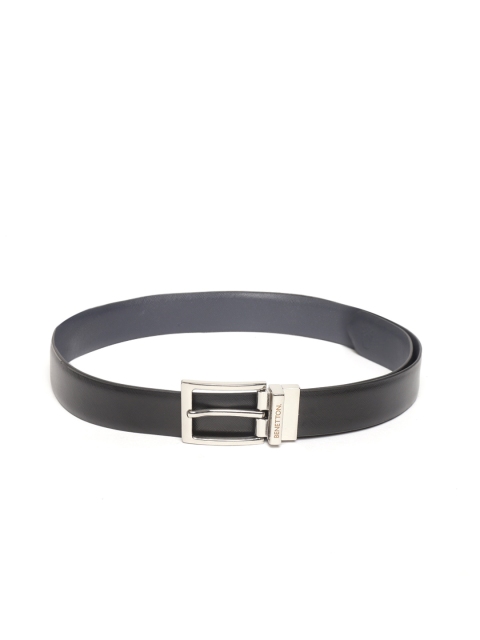 

United Colors of Benetton Men Black & Navy Blue Solid Reversible Leather Belt