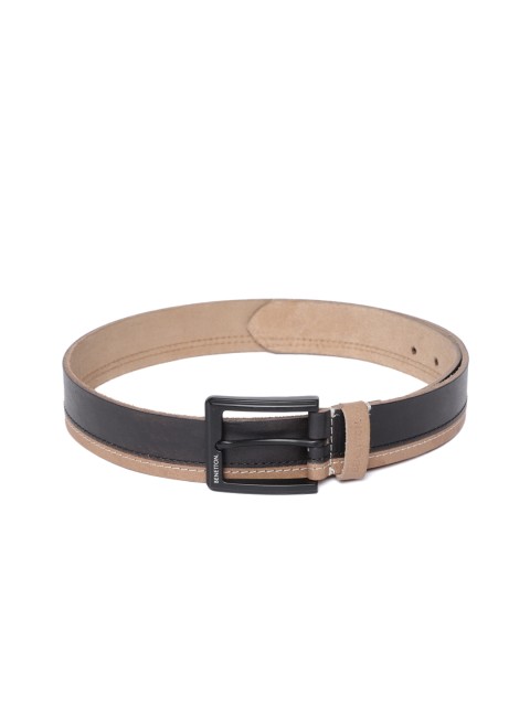 

United Colors of Benetton Men Coffee Brown & Beige Solid Leather Belt