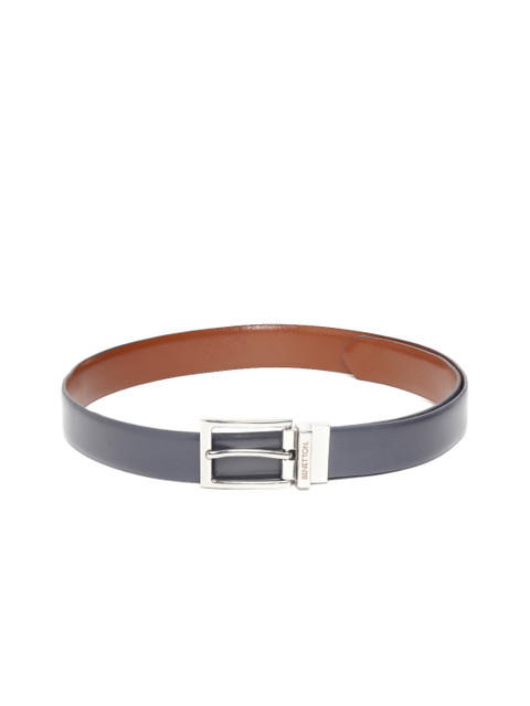 

United Colors of Benetton Men Navy Blue & Brown Solid Reversible Leather Belt