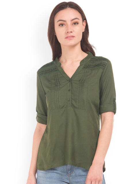 

Cherokee Women Olive Green Solid Top