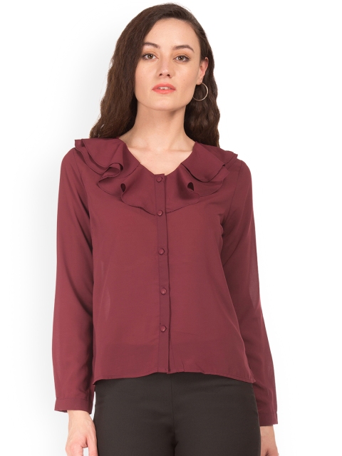 

Cherokee Women Burgundy Solid Shirt Style Top