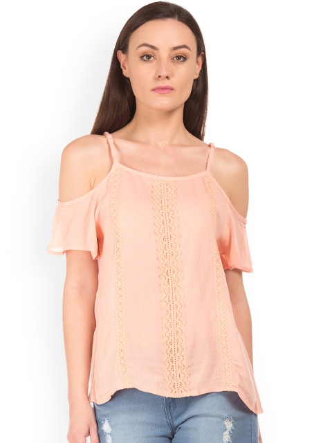 

Cherokee Women Peach-Coloured Solid Top