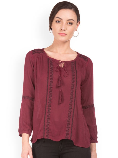 

Cherokee Women Maroon Solid Top