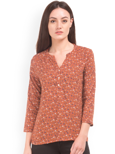 

Cherokee Women Rust Printed Top