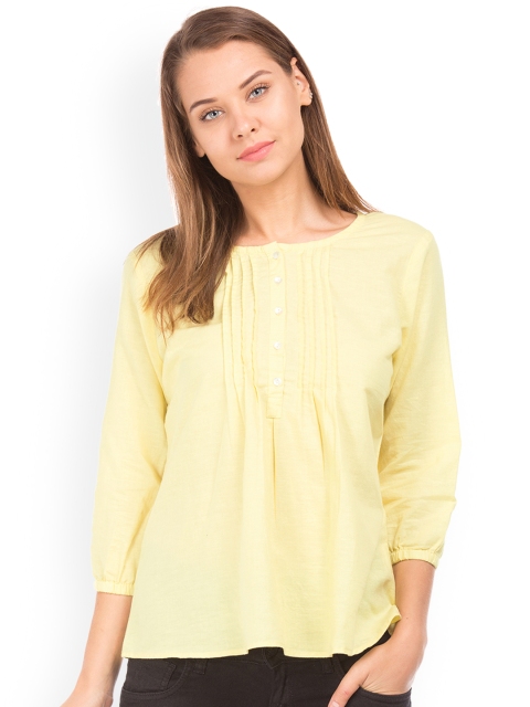 

Cherokee Women Yellow Solid Top