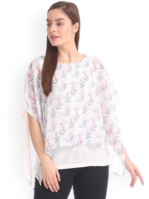 

Cherokee Women White Printed Kaftan Top
