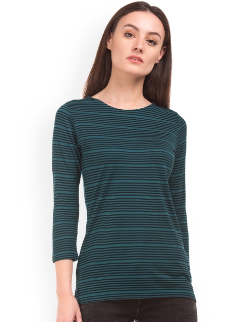 

Cherokee Women Green Striped Top