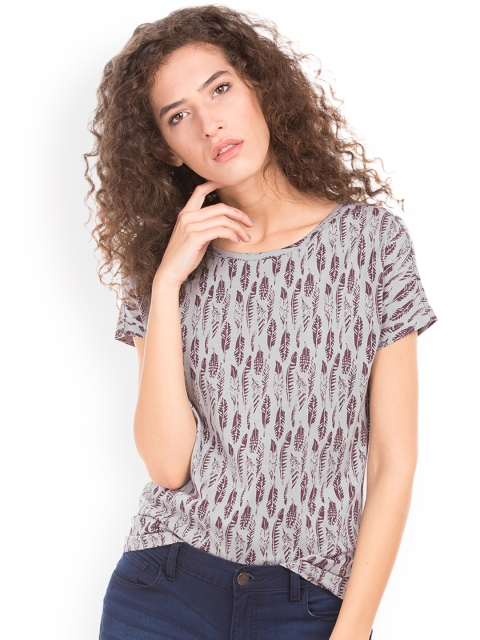 

Cherokee Women Grey Printed Pure Cotton Top