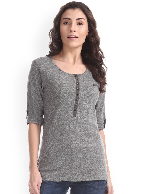 

Cherokee Women Grey Solid Round Neck T-shirt