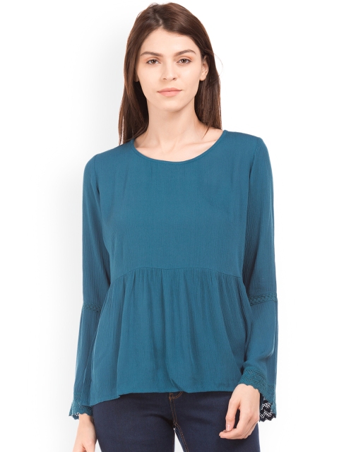 

Cherokee Women Blue Solid Empire Top