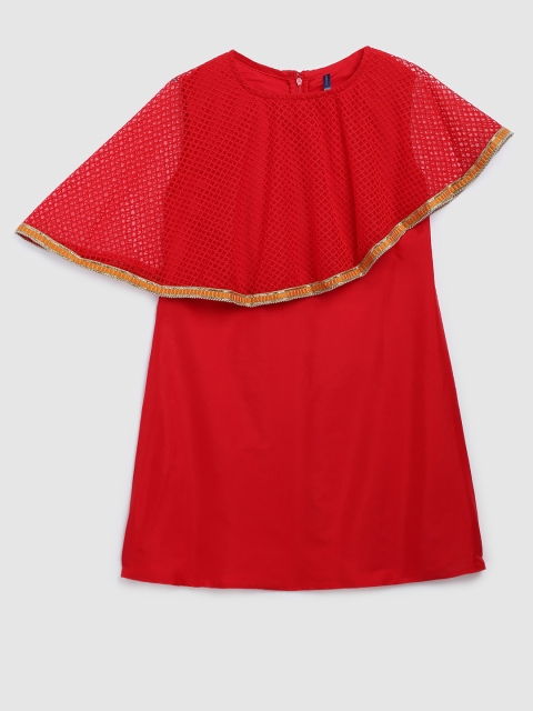 

YK Girls Red Solid A-Line Kurta