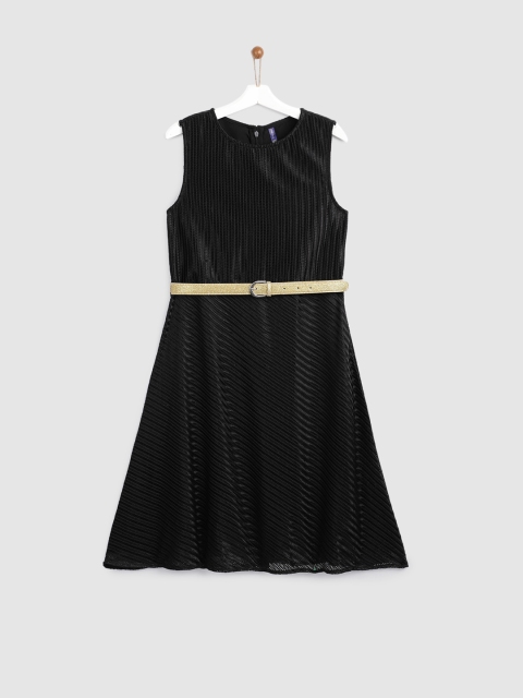 

YK Girls Black Solid A-Line Dress
