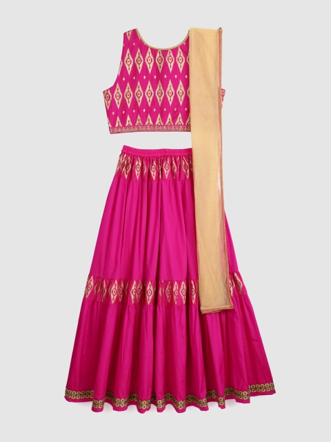 

YK Girls Pink Ready to Wear Lehenga & Blouse with Dupatta