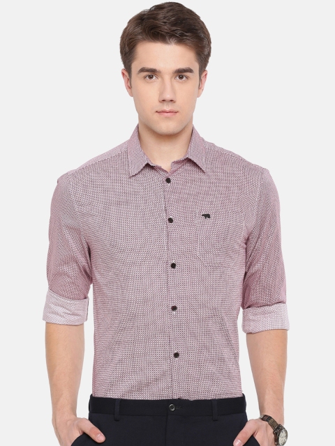 

THE BEAR HOUSE Men Red Club Slim Fit Printed Formal Shirt