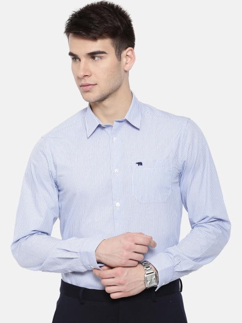 

THE BEAR HOUSE Men Blue Club Slim Fit Striped Formal Shirt