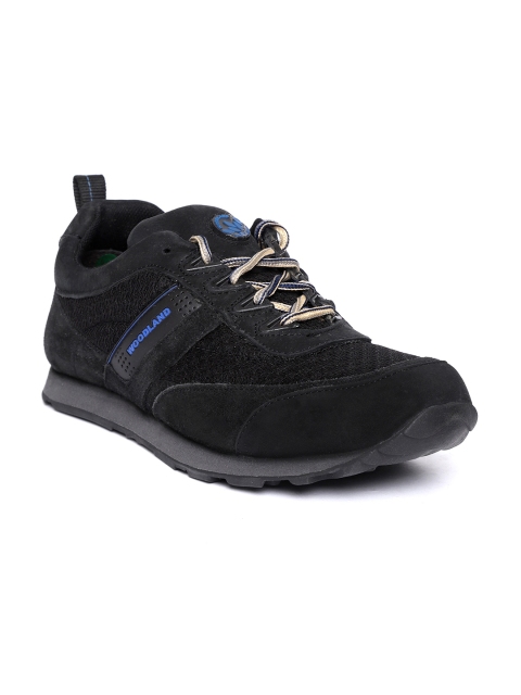 

Woodland Men Black Nubuck Leather Sneakers