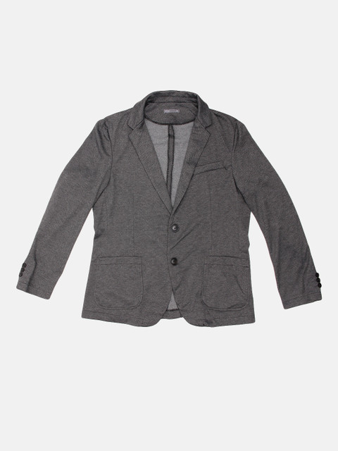 

ether Men Charcoal Grey Self-Design Single-Breasted Regular Fit Casual Blazer