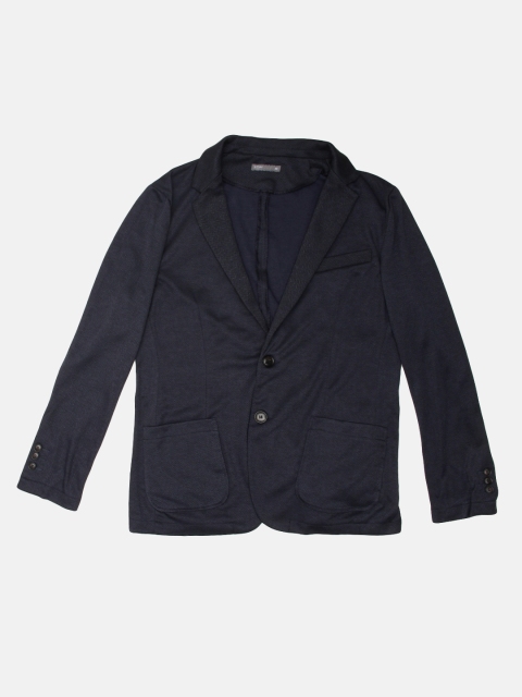 

ether Men Navy Blue Self Design Single-Breasted Regular Fit Casual Blazer