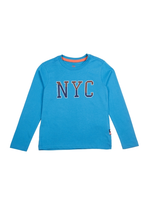 

U.S. Polo Assn. Kids Boys Blue Solid Round Neck T-shirt