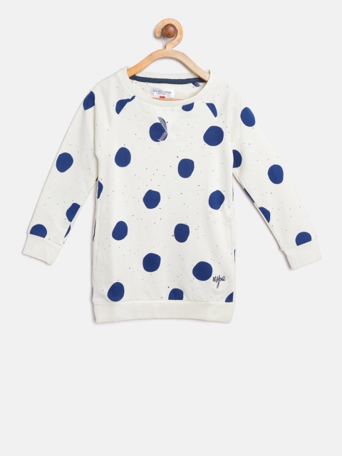 

U.S. Polo Assn. Kids Girls Off-White & Navy Printed T-shirt Dress