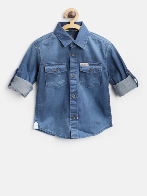 

U.S. Polo Assn. Kids Boys Blue Solid Denim Shirt