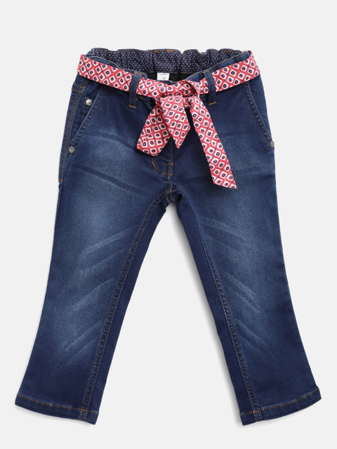 

U.S. Polo Assn. Kids Girls Navy Blue Regular Fit Mid-Rise Clean Look Stretchable Jeans