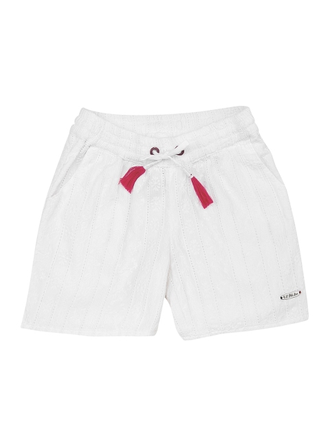 

U.S. Polo Assn. Kids Girls White Solid Regular Fit Regular Shorts